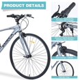 thumbnail image 4 of ACE-BIKE, 1-YEAR-WARRANTY, 7 Speed Hybrid bike, 700C Road Bike, Double C-Brakes City Bicycle, Aluminum Alloy Frame & Rim, Multiple Colors for Men Women(Grey), 4 of 7