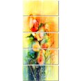 thumbnail image 2 of Colored Watercolor Flowers on Yellow - Large Floral Canvas Art Print, 2 of 3