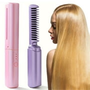 Hair Straightener Cordless Straightener, Portable Flat Iron for Hair, USB-C Rechargeable Ceramic Mini Flat Iron with 1500mA Battery (Pink + Purple =(2PCS))