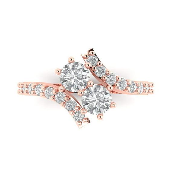 1.98ct round cut white sapphire 14k rose gold Bridal Wedding Engagement Promise Anniversary Ring for Women size 3.5