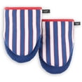 thumbnail image 1 of shiyou-Botanical Stripe Mini Oven Mitt 2-Pack Set, 5.5" x 8", Navy Blue/Red, 1 of 4