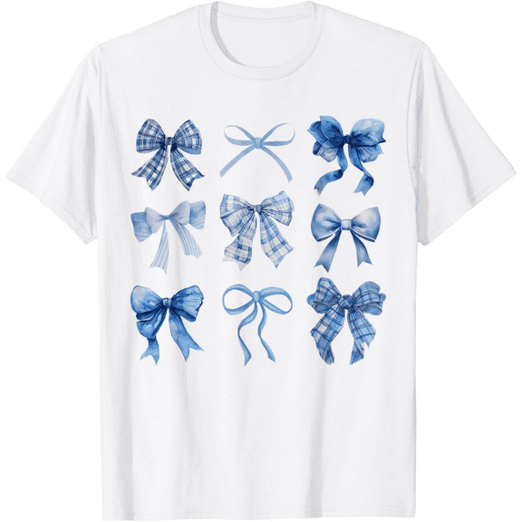 Blue Bow and Ribbon Cute Graphic For Women T-Shirt