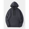 thumbnail image 2 of Zaldita Men's Long Sleeve Plain Hooded Sweatshirt Hoodie Drawstring Pullover Top with Pocket Dark Gray A M, 2 of 3