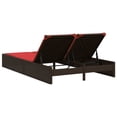 thumbnail image 3 of vidaXL Double Sun Lounger with Cushions Brown Poly Rattan, 3 of 5