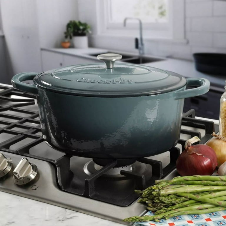 Crock-pot Artisan 7 qt. Non-Stick Cast Iron Oval Dutch Oven with Lid &  Reviews