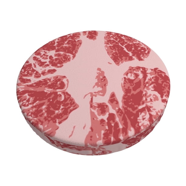 Disketp Red Meat Funda Redonda para Taburete, Funda de Cojín para Silla de Bar Suave y Elástica-12 inch