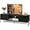 Black, variant on CZMDZH TV Stand for 65 Inch TV, Mid Century Modern Entainment Center with 2 Storage Cabinets & Open Shelf, TV Console Table Media with Metal Legs for Living Room, Bedroom, Rustic Brown