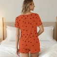 thumbnail image 6 of FRSASU Women Pajamas Set 2 Piece Cute Cherry Print Short Sleeve V Neck Top with Shorts Set Sleepwear with Pocket Orange M(M), 6 of 8