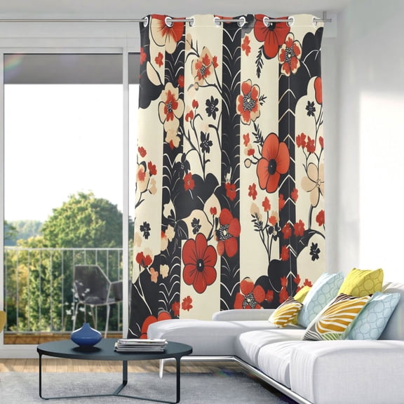 Bohemia Flowers Blackout Curtains 84"x52" Thermal Insulated Curtain 1 Panel