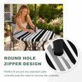 thumbnail image 4 of Round Outdoor Tablecloth with Umbrella Hole and Zipper, Black Grey Stripe Tablecloth with Elastic Waterproof, Farmhouse Minimalist Striped Patio Table Covers for 55" - 60" Picnic Pool Tables, 4 of 9