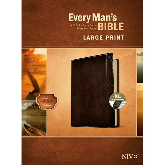 NIV Every Man's Bible/Large Print (Deluxe Explorer Edition)-Rustic Brown LeatherLike Indexed