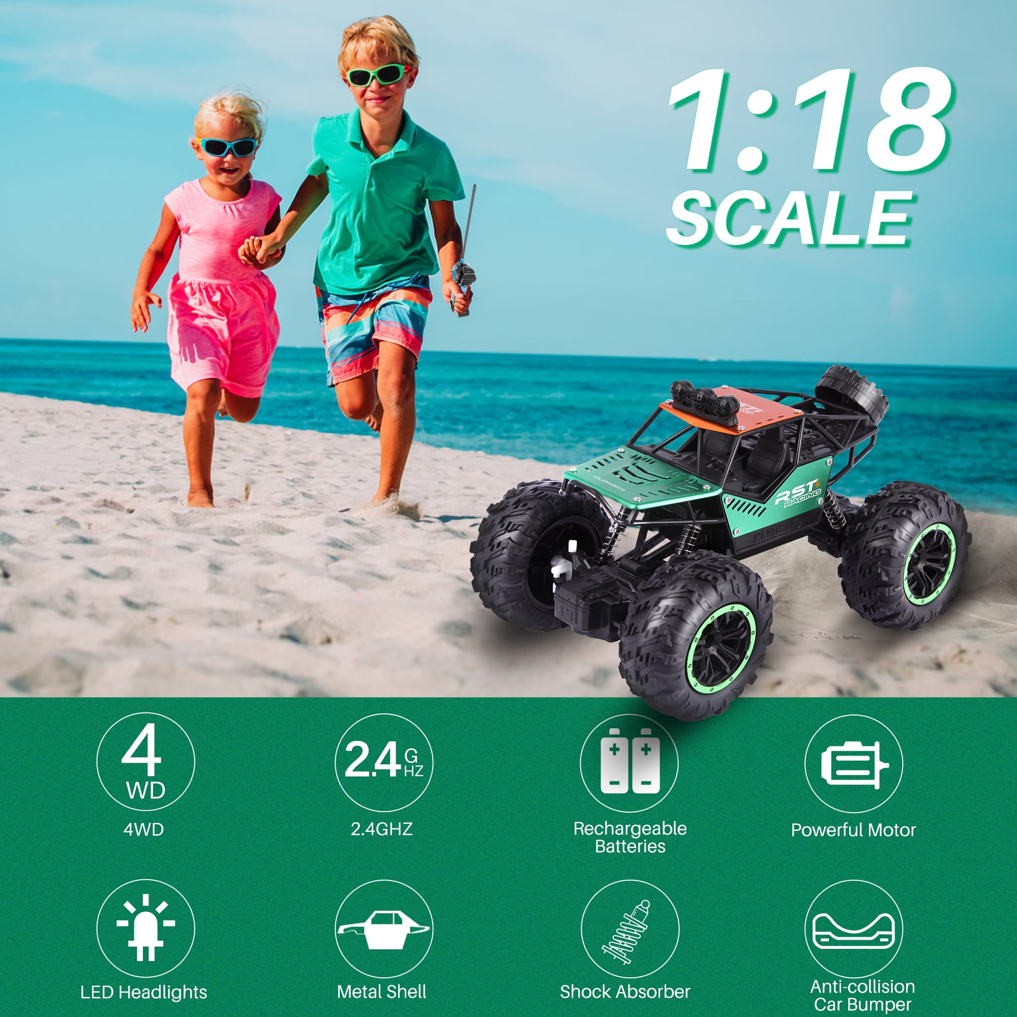 UUGEE Remote Control Cars Toys for Boys, RC Car 2.4GHz 1:18 High Speed Monster Truck, Vehicle Toys Christmas Birthday Gifts for 8-12 Kids