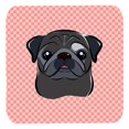 thumbnail image 1 of 3.5 x 3.5 In. Checkerboard Pink Black Pug Foam Coasters, Set Of 4, 1 of 1