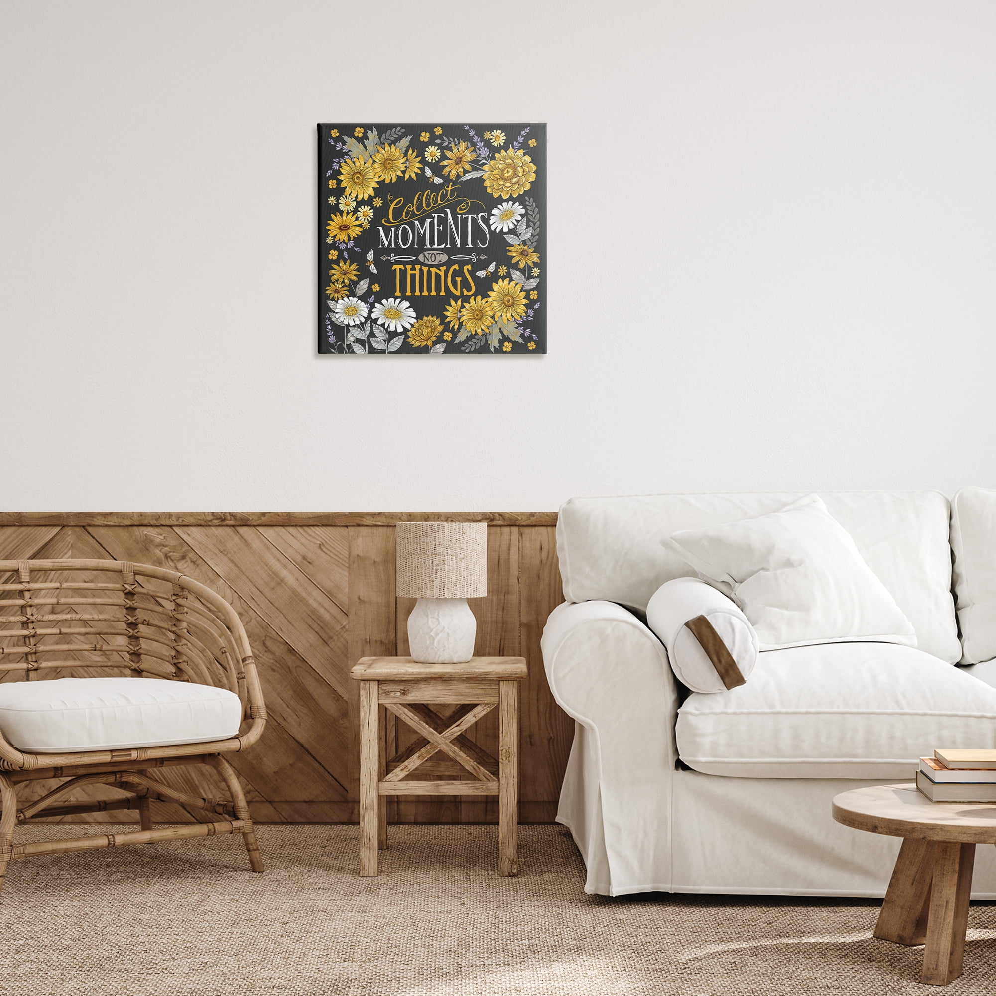Stupell Industries Collect Moments Not Things Plants & Flowers Painting Wrapped Canvas Art Print Wall Art, 24 x 24