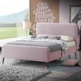 thumbnail image 3 of Better Home Products Roza Velvet Upholstered Queen Bed with Headboard Light Pink, 3 of 5
