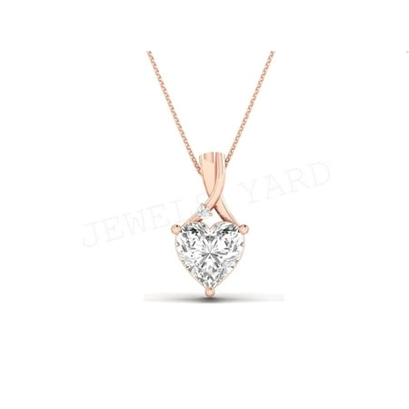 925 Sterling Silver Pendant Necklace with 14K Rose Gold Plating 2 Carat Heart-Shaped April Birthstone – Perfect Valentine’s Day Gift for Her
