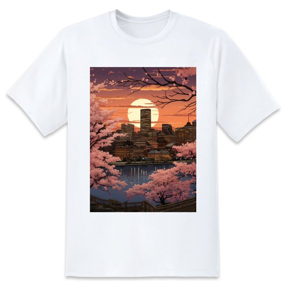 Basic Oversize Tees For WomenFlower Loose Boyfriend Shirts Casual Blouse round neck