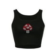 thumbnail image 2 of Women Rhinestone Camisole Y2K Mushroom Pattern Crop Tank, 2 of 6