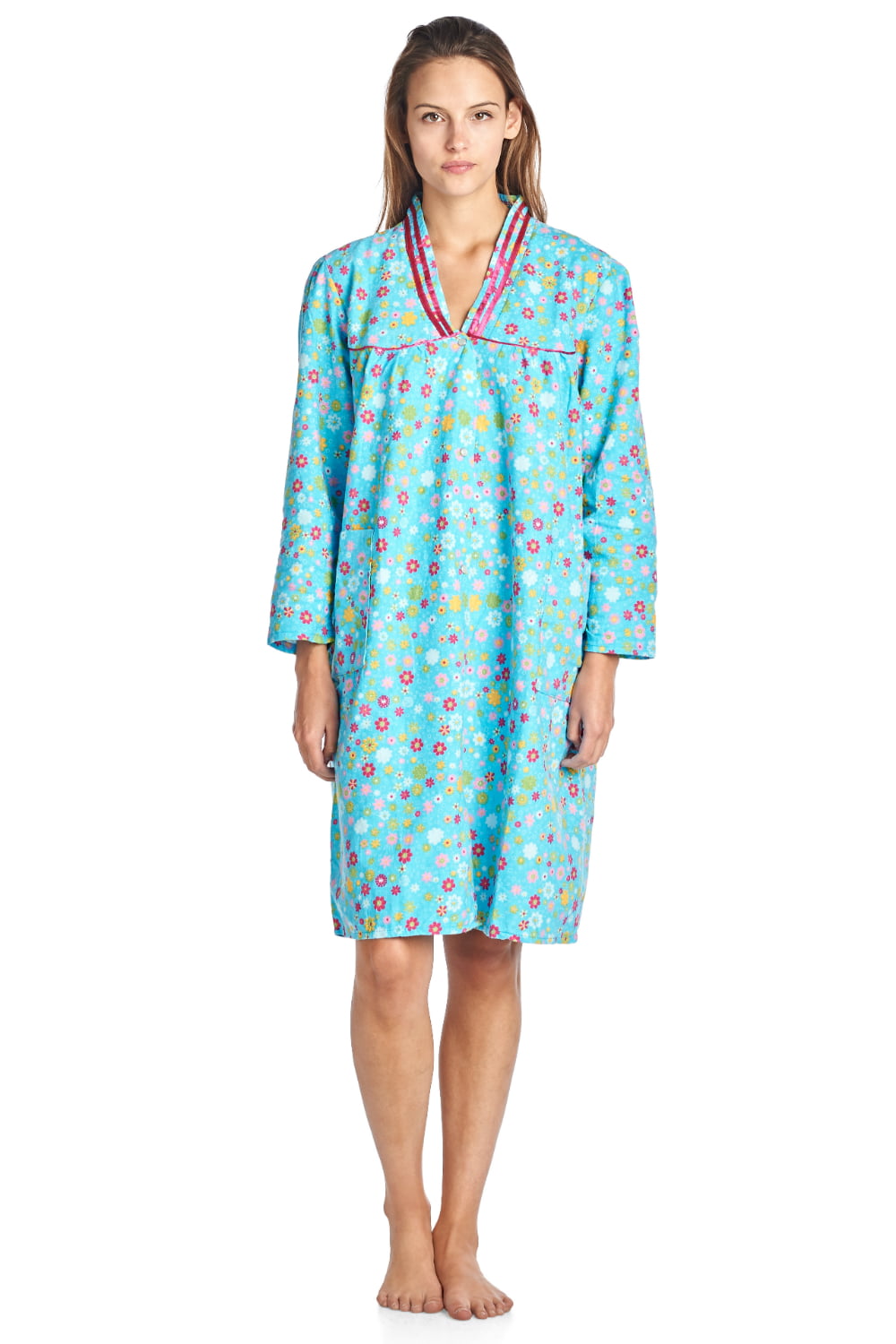 Casual Nights Women's Blossom Flannel Lounger House Dress - Walmart.com