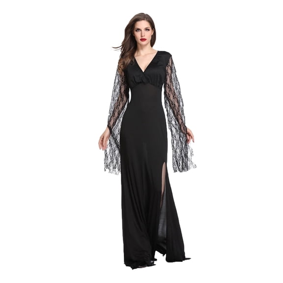 Halloween Witch Costume Women, Classic Retro Witch Costumes for Women Halloween Fancy Dress Witch Dress Black L