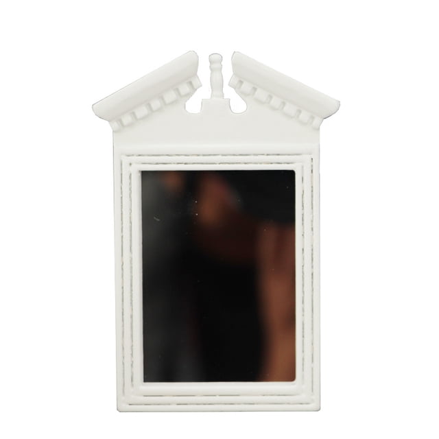 Espejo de casa de muñecas blanco para decoración de baño, escala 1:12