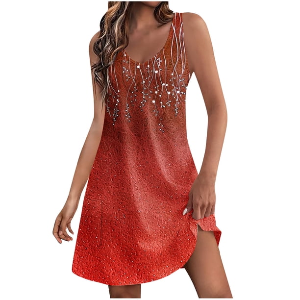 Vestidos de Verano con Cuello en V para Mujeres 2025 Casual con Bolsillos Boho Beach Camisetas Vestido Tanque Suelto