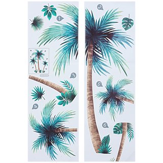 Whales near Cocunut trees - Double sided glass stickers for bathroom / -  Jack and Jill Boutique