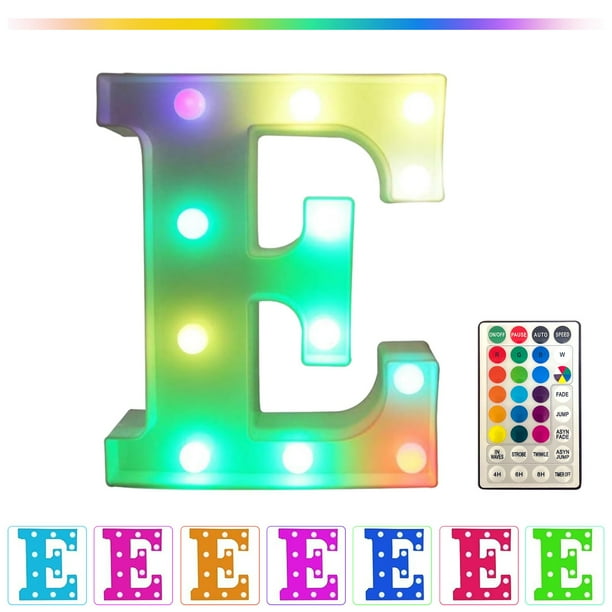 Letras luminosas LED con control remoto | Decoración con letras para fiestas y eventos en casa | Funciona con pilas o USB | 16 modos de cambio de color