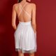 thumbnail image 4 of Gibobby Vestido sexy para fiesta Top con cuello en V sin tirantes para mujer con detalles de encaje en la espalda de tijera y falda corta tipo tubo con corpiño(Blanco,M), 4 of 5