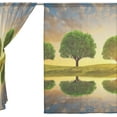 thumbnail image 3 of Coolnut Sheer Curtains, 2 PCS Spring Landscape at Sunset Gauze Door and Window Voile Curtain Panels for Bedroom Living Room, 55"x84", 3 of 4