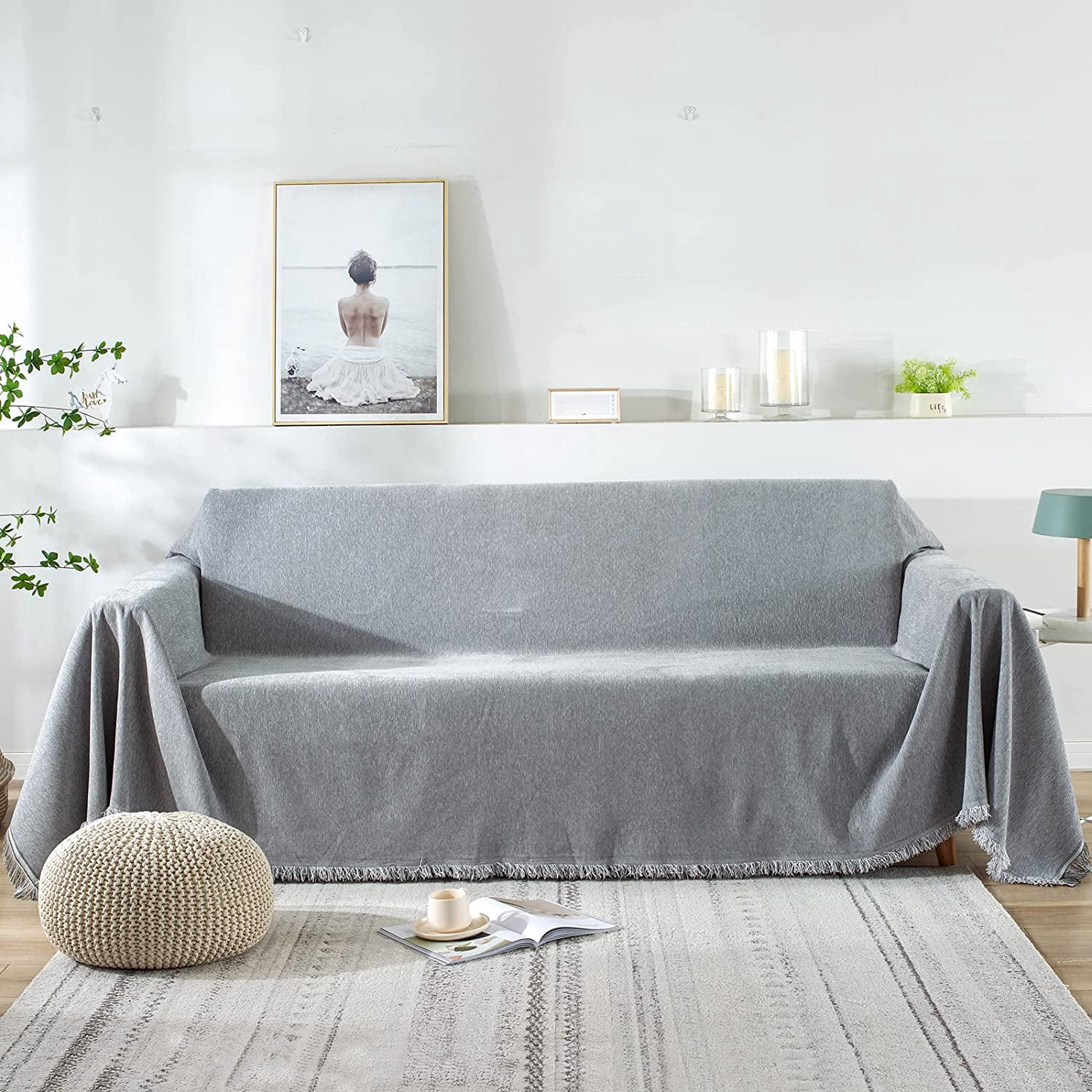 Plaid Polaire 50 X 260 Cm - Gris Foncé - Doux, Chaud, Toutes Saisons - Pour Canapé, Lit, Voyage - 2