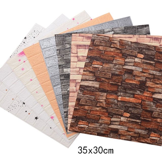 Estilo retro 3D pegatinas de pared de ladrillo espuma decoración del hogar diseño de papel tapiz adhesivo impermeable para dormitorio