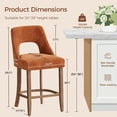 thumbnail image 2 of JESTOP Bar Stools Set of 2, Upholstered Counter Height Bar Stools, Modern Counter Stools with Wood Legs for Kitchen Island Dining Room Bar, Orange, 2 of 9