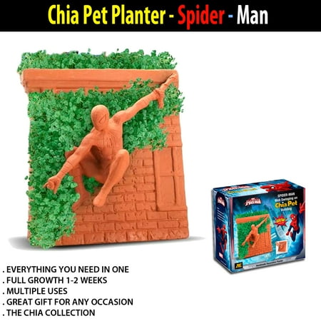 Chia Pet Spider-Man Handmade Decorative Pottery Planter, Easy to Do and Fun to Grow, Novelty Gift As Seen on TV