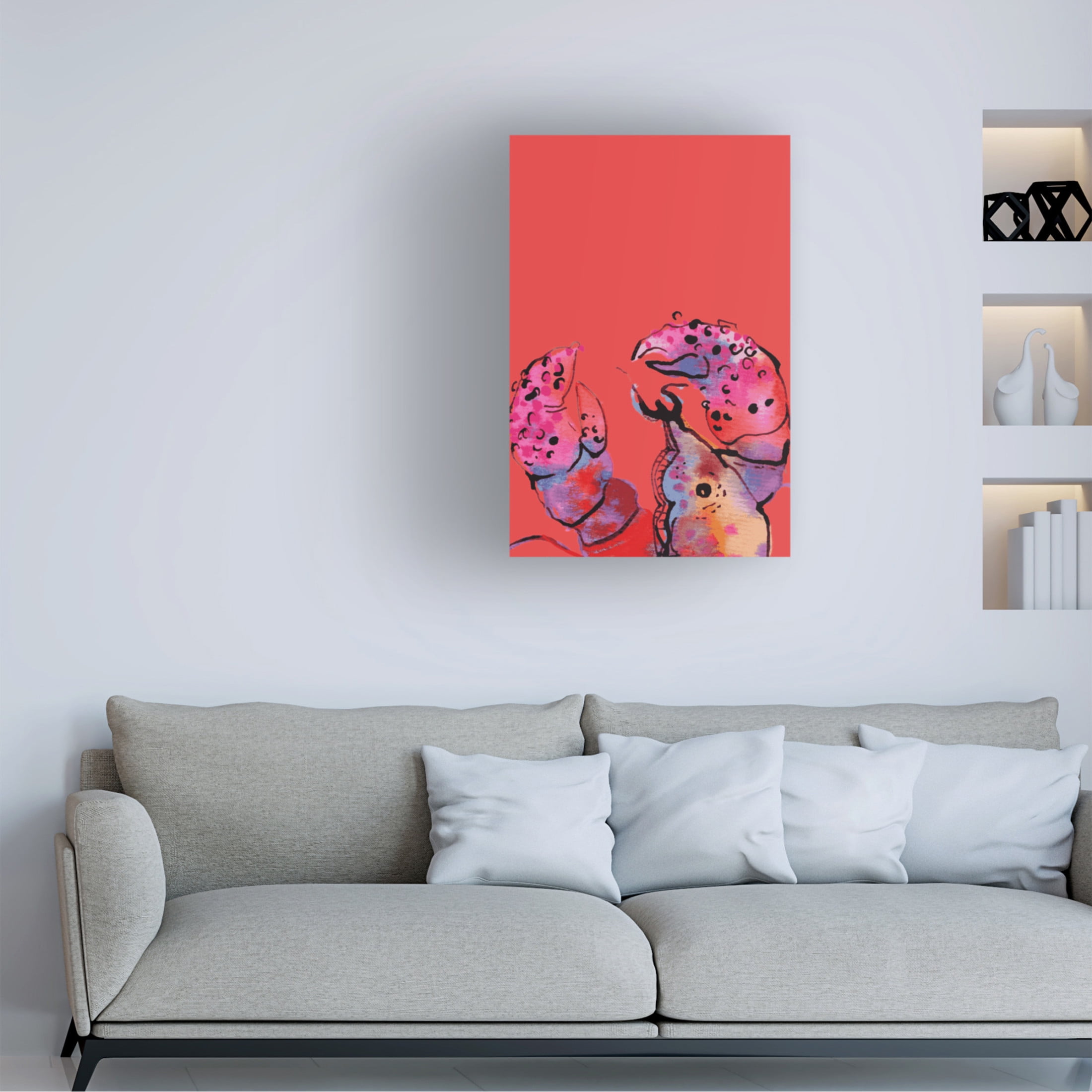 Trademark Fine Art Ania Zwara  Rainbow Lobster On Red Canvas Wall Art