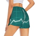 thumbnail image 3 of Xecao's ECG Wave for a double-layer running short for women, perfect for gym, tennis, and more, featuring a convenient pocket., 3 of 9