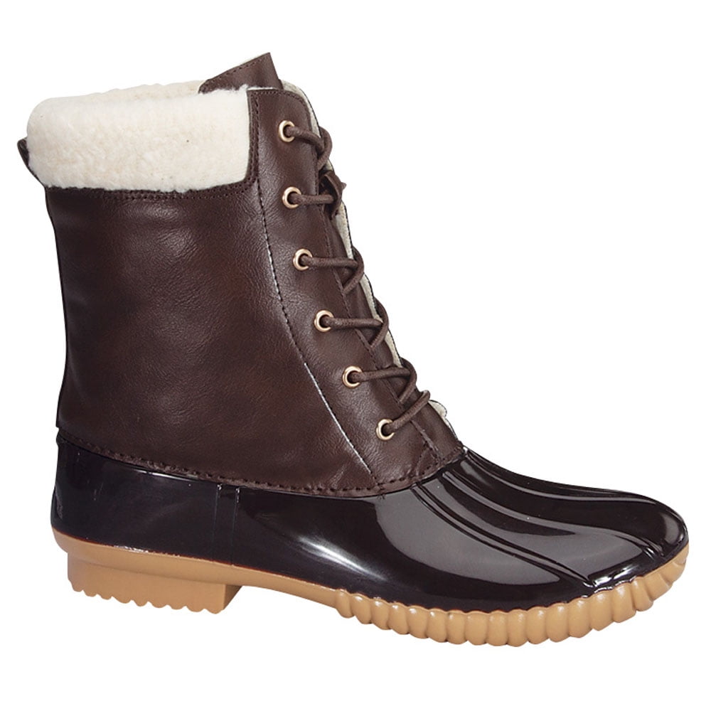 Tan Brown Faux Leather Buckle Strap Round Toe Fashion Mid Calf Boots Classified