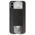 thumbnail image 1 of DistinctInk Clear Shockproof Hybrid Case for iPhone XS Max (6.5" Screen) - TPU Bumper, Acrylic Back, Tempered Glass Screen Protector - VHS Video Tape, 1 of 5