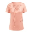 thumbnail image 4 of PATLOLLAV Summer Womens Tops Ladies V Neck Short Sleeve Casual Tunic Beach Solid T-shirt, 4 of 5