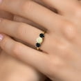 thumbnail image 4 of Gem Stone King 18K Yellow Gold Plated Silver White Ethiopian Opal and Black Sapphire Engagement Ring for Women | 1.94 Cttw | Round Cabochon 6MM | Gemstone October Birthstone | Size 9, 4 of 6