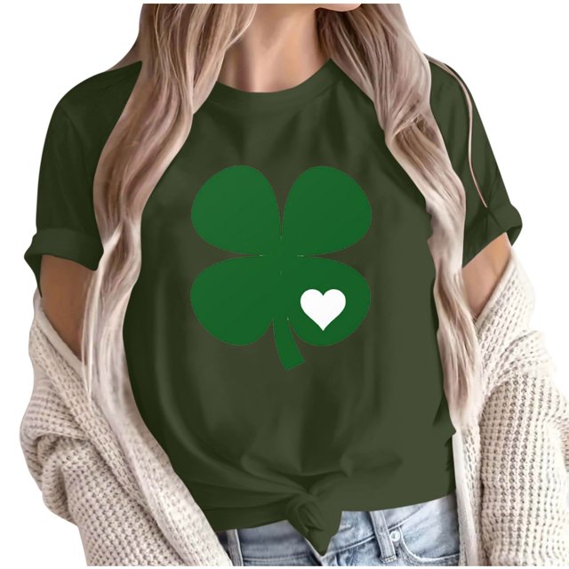 Camiseta de Manga Corta de Cuello Redondo Impresa de Primavera Superior de las Mujeres, Mezcla Ligera de Poliéster para Uso Diario Y de Fiesta Casual