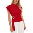 thumbnail image 6 of Blczomt Women Tops Casual Red Summer Tee Dressy Y2K Shirts Women,L, 6 of 7