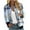 Blue, variant on Women's Plaid Zipper Bomber Jackets Plus Size Fall Fashion Long Sleeve Print Outwear Causal Coat Cardigan Pink qILAKOG Size M