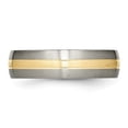 thumbnail image 3 of Diamond2Deal Titanium Brushed with 14k Gold Inlay 6mm Grooved Men's Band Size 13, 3 of 5