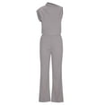 thumbnail image 4 of Gaecuw Dressy Jumpsuits for Women Sleeveless Cold Shoulder Overall with Pockets Crew Neck Band Collar Solid Onesie One Piece Outfits Casual Loose Baggy Long Pants Wide Leg Summer Romper Ankle Length, 4 of 6