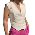 thumbnail image 4 of Timegard Tank Top for Women Button up Vests V Neck Slim Sleeveless Solid Color Top Summer Fashion, 4 of 5