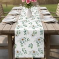 thumbnail image 4 of Daisy Table Runner - 70 Inch Long Spring Eucalyptus Leaves Flowers Botanical Country Cotton and Linen Blended Dress Scarves Farmhouse Table Runner for Kitchen Dining, Coffee Table, 13" x 70", 4 of 8