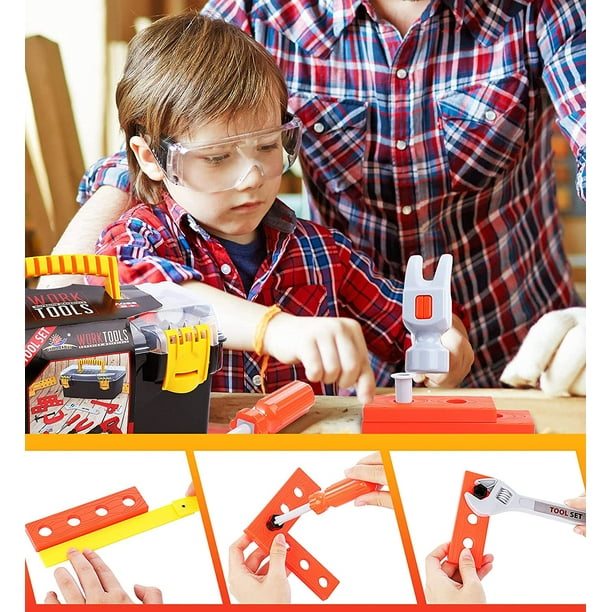 yingyy 16pcs Ensemble d'outils pour enfants avec jouet électrique Perceuse  Jouet Ensemble d'outils Jouet de construction Cadeau pour enfants 