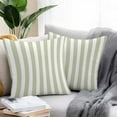 thumbnail image 2 of Sage Green White Striped Outdoor Pillow Covers Pack of 2 Gradient Geometric Waterproof Throw Pillow Covers Decorative Cushion Cases for Patio Garden Tent Balcony Couch 18x18 inch, 2 of 8