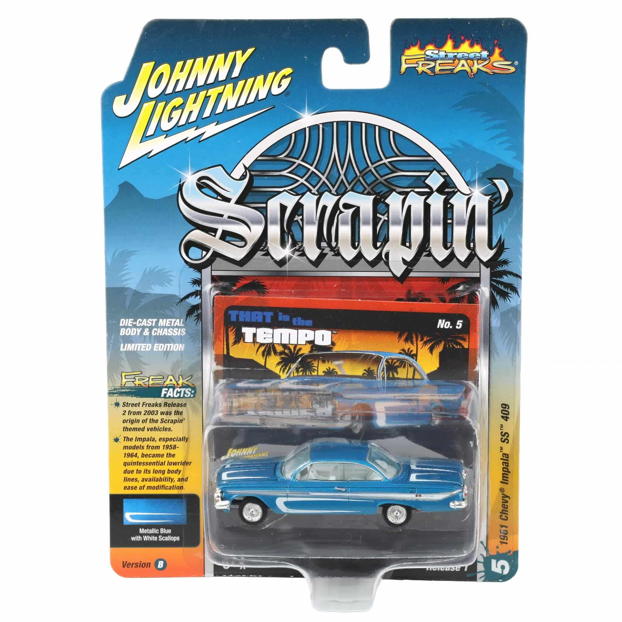 Johnny Lightning 1:64 Street Freaks Ver B 1961 Chevy Impala Ss 409 Blue